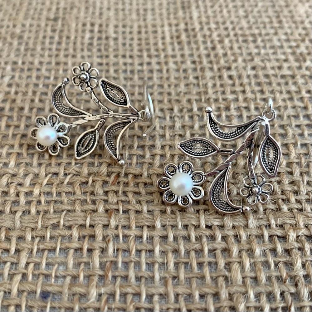 925 Sterling Silver Floral Drop and Dangle Price J Hook Earrings